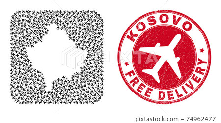 Free Delivery Watermark Stamp Seal and Kosovo Map Air Plane Inverted Mosaic Free Delivery Watermark Stamp Seal and Kosovo Map Air Plane Inverted Mosaic 74962477