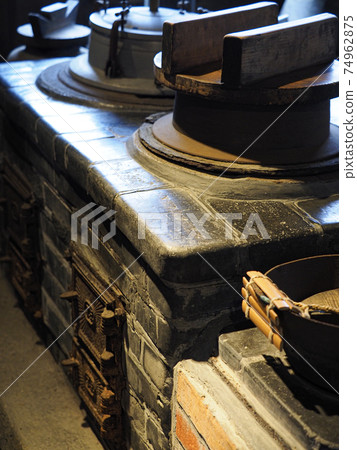 Kamado in the kitchen of an old folk house 74962875
