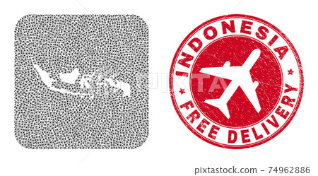 Free Delivery Rubber Stamp and Indonesia Map Aeroplane Subtracted Mosaic Free Delivery Rubber Stamp and Indonesia Map Aeroplane Subtracted Mosaic 74962886