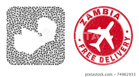 Free Delivery Rubber Seal and Zambia Map Airplane Inverted Mosaic Free Delivery Rubber Seal and Zambia Map Airplane Inverted Mosaic 74962933
