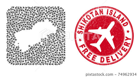 Free Delivery Grunge Badge and Shikotan Island Map Aviation Subtracted Mosaic Free Delivery Grunge Badge and Shikotan Island Map Aviation Subtracted Mosaic 74962934