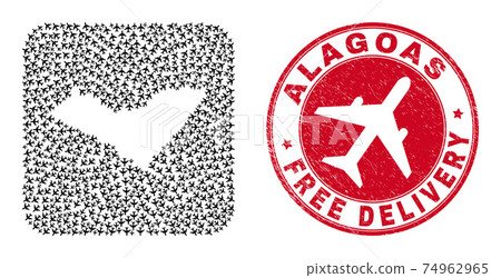 Free Delivery Watermark Stamp Seal and Alagoas State Map Aircraft Stencil Mosaic Free Delivery Watermark Stamp Seal and Alagoas State Map Aircraft Stencil Mosaic 74962965