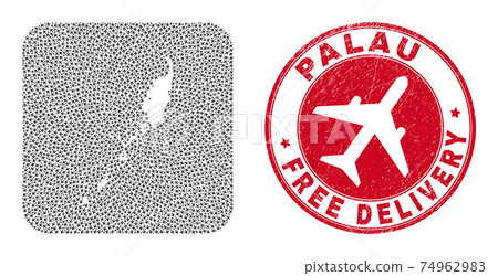 Free Delivery Watermark Seal and Palau Map Airplane Subtracted Mosaic Free Delivery Watermark Seal and Palau Map Airplane Subtracted Mosaic 74962983