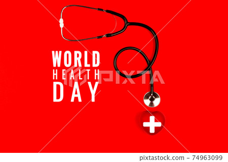 World health day concept Healthcare medical insurance with red heart and stethoscope World health day concept Healthcare medical insurance with red heart and stethoscope 74963099