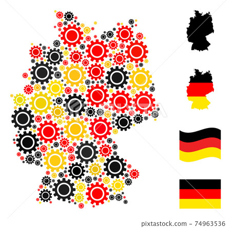 German Map Mosaic of Cog Items in German Flag Colors German Map Mosaic of Cog Items in German Flag Colors 74963536