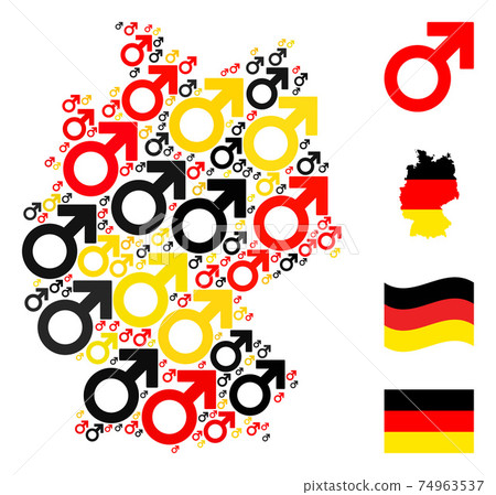 German Map Mosaic of Male Symbol Items in German Flag Colors German Map Mosaic of Male Symbol Items in German Flag Colors 74963537