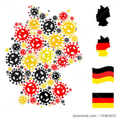 German Map Mosaic of Virus Items in German Flag Colors German Map Mosaic of Virus Items in German Flag Colors 74963635