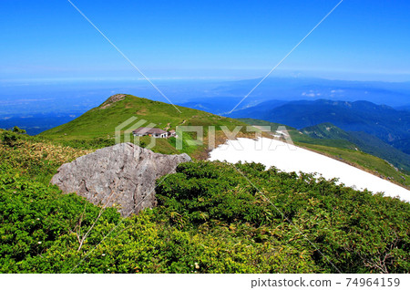 100 famous mountains in Japan, Gassan in summer, Buddhist pond hut 100 famous mountains in Japan, Gassan in summer, Buddhist pond hut 74964159