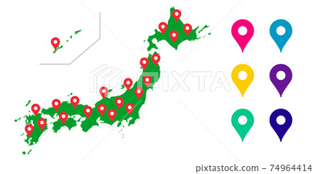 Map of Japan, all over Japan, Japan, map, all over Japan, map vector icon illustration material 74964414