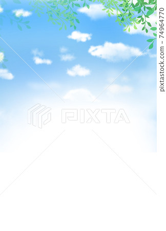 藍天和樹葉的白色背景材料 垂直 插圖素材 圖庫