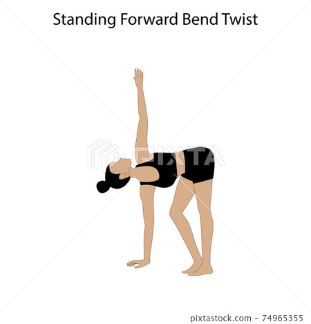 Standing forward bend twist pose yoga workout 74965355