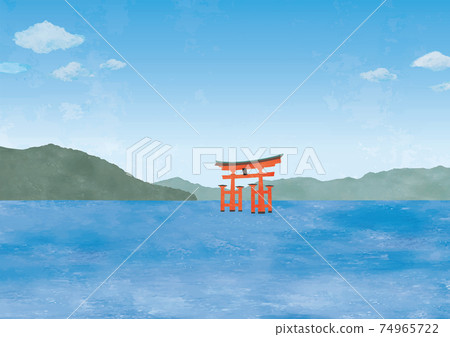 Aki no Miyajima landscape watercolor painting Aki no Miyajima landscape watercolor painting 74965722