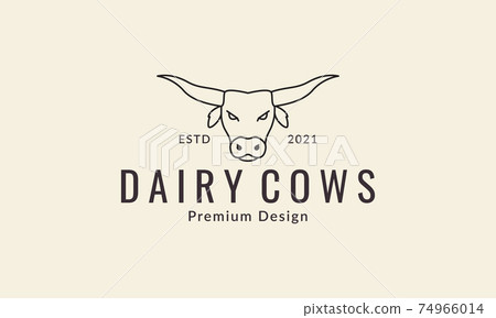 cow head lines simple logo design vector icon... - Stock Illustration ...