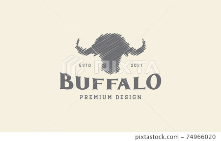 buffalo head Doodle logo design vector icon... - Stock Illustration ...