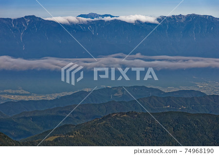 Waterfall seen from Mt. Shiomi in the Southern Alps Central Alps and Mt. Waterfall seen from Mt. Shiomi in the Southern Alps Central Alps and Mt. 74968190