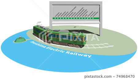 Enoshima Electric Railway English route frame and panel Vector illustration background transparent 74968470