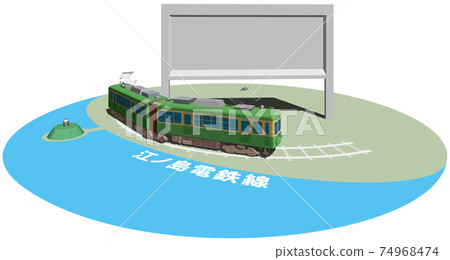 Enoshima Electric Railway frame and panel vector illustration background transparent 74968474