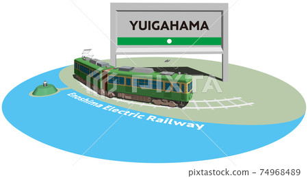 YUIGAHAMA Enoshima Electric Railway frame and panel vector illustration background transparent 74968489