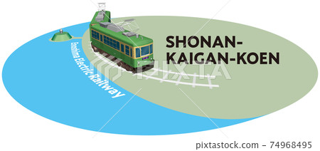 SHONAN-KAIGAN-KOEN Enoshima Electric Railway frame vector illustration background transparent 74968495