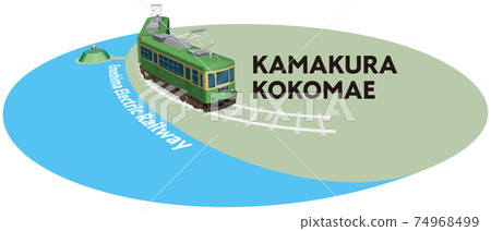 KAMAKURAKOKOMAE Enoshima Electric Railway frame vector illustration background transparent 74968499
