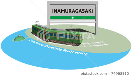 INAMURAGASAKI Enoshima Electric Railway frame and panel vector illustration background transparent 74968510