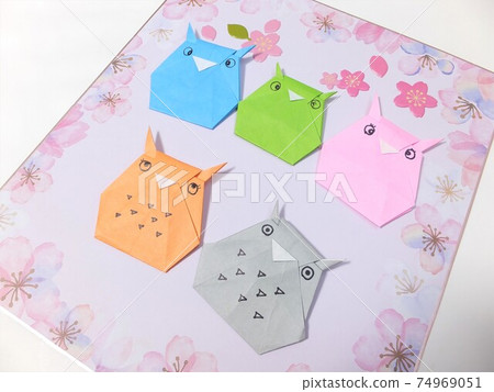 摺紙貓頭鷹，幸運的家庭 74969051