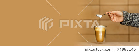 Tasty drink with milk. 74969149