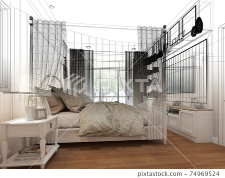 interior design of bedroom,3d rendering interior design of bedroom,3d rendering 74969524
