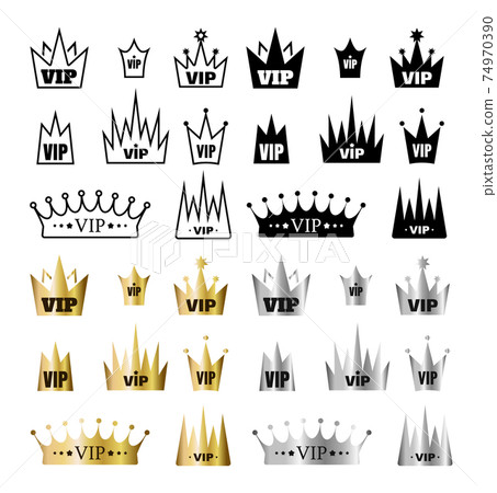 Vip Icons with Crowns, Premium Logo Set, Membership Symbols Vip Icons with Crowns, Premium Logo Set, Membership Symbols 74970390