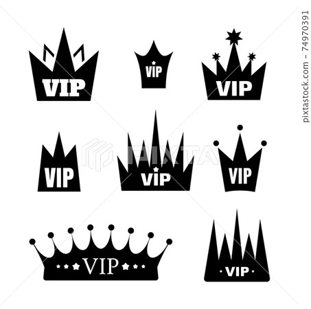 Vip Icons with Crowns, Premium Logo Set, Membership Symbols 74970391