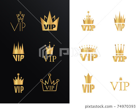 Vip Icons with Crowns, Premium Logo Set, Membership Symbols Vip Icons with Crowns, Premium Logo Set, Membership Symbols 74970393