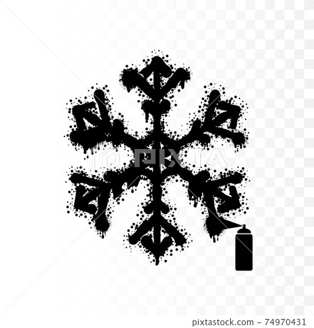 Grunge spray snow flake element, snow symbol 74970431