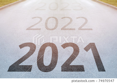 Concept of the way to the new year 2021 on the way forward 74970547
