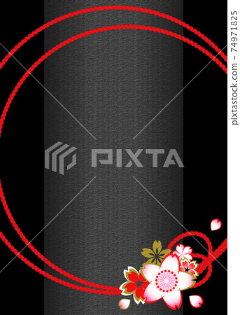 Yuzen pattern with cherry blossom motif, copy space available Yuzen pattern with cherry blossom motif, copy space available 74971825