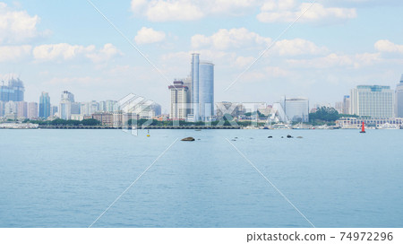 Xiamen, China Skyscrapers seen from the top of the ship 74972296