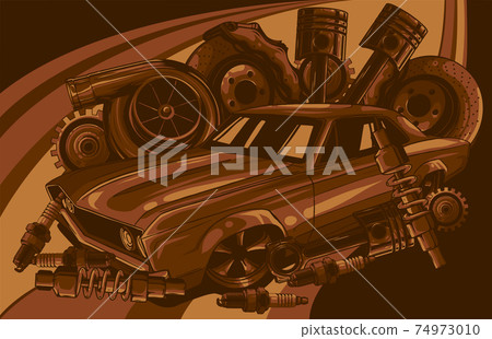 Car with spare parts vector illustration design 74973010