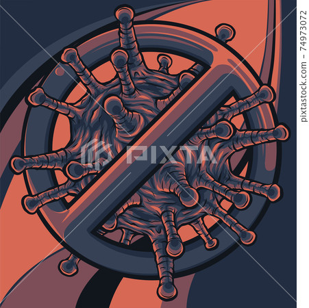 Forbidden sign with virus particle glyph icon Forbidden sign with virus particle glyph icon 74973072