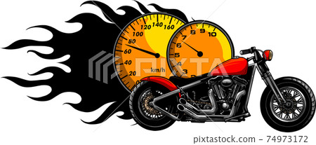 a Motorcycle woth flames sport vector illustration design 74973172