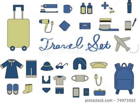 Travel belongings set (winter color with outline) 74973892