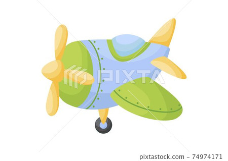 Cute blue-green airplane on white background.... - Stock Illustration  [74974171] - PIXTA