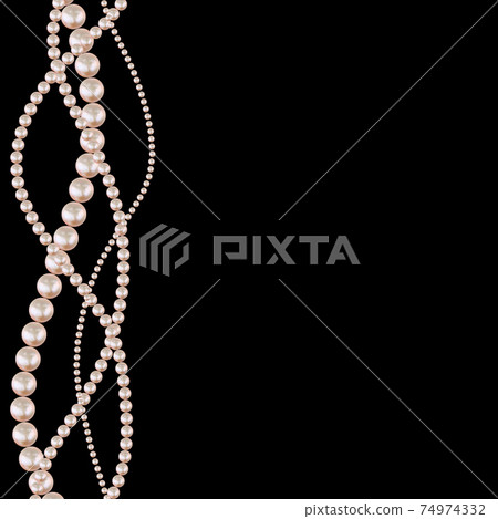 Realistic beauty strings of pearls on black background. Vector Illustration 74974332