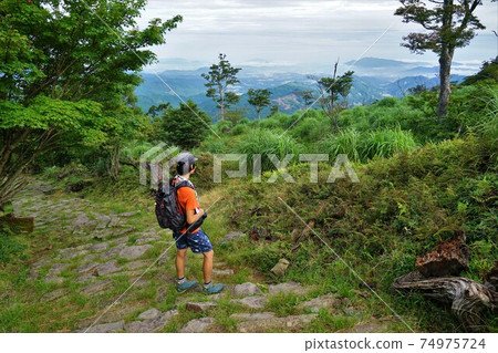 Climbers looking at Mt. Fukuchi from Mt. Hiko Climbers looking at Mt. Fukuchi from Mt. Hiko 74975724