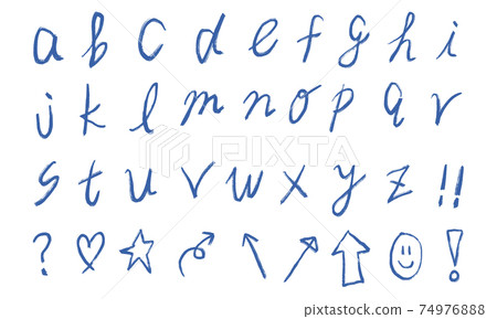 Set of blue numbers and lowercase alphabets (bold) 74976888