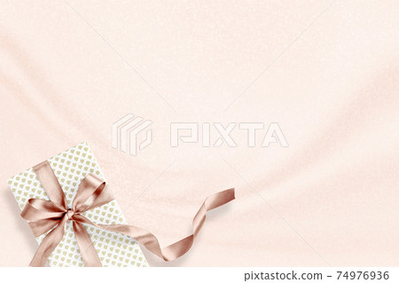 Pink satin fabric background and gifts with rich drapes Pink satin fabric background and gifts with rich drapes 74976936