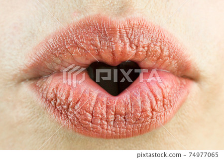 Women's lips in the form of a heart. Love, sexuality and happiness concept Women's lips in the form of a heart. Love, sexuality and happiness concept 74977065
