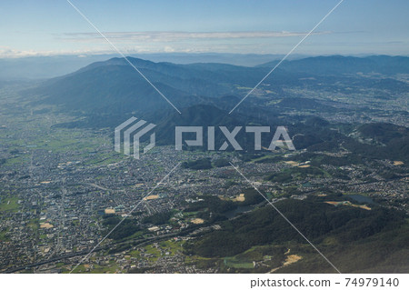 Aerial view from an aircraft flying over Nara Prefecture (near Kashiba City) Aerial view from an aircraft flying over Nara Prefecture (near Kashiba City) 74979140