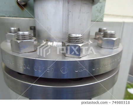 Close-up photo of pipe flange connection Close-up photo of pipe flange connection 74980318