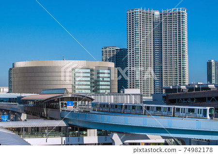 View of Tokyo cityscape of Japan, Yurikamome, Shijo-mae station, etc. 74982178
