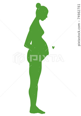 一名孕婦站起來的剪影(綠色裸體) 一名孕婦站起來的剪影(綠色裸體) 74982781