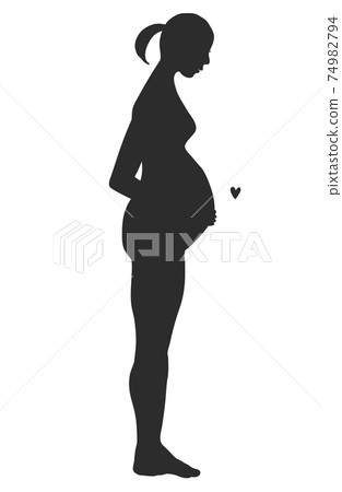 Upright silhouette of a young pregnant woman (black nude) silhouette of a pregnant woman 74982794